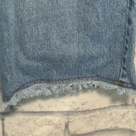 Route 66 Capri Womens 22W Blue Denim Button Fly Y2K Raw Hem Made in Russia Vntg - Picture 7 of 16